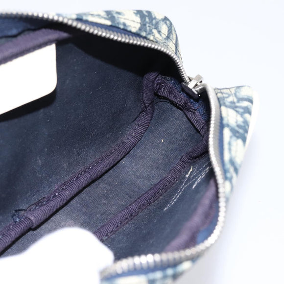 Christian Dior Trotter Pouch PVC Blue Silver Auth 194482