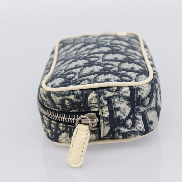 Christian Dior Trotter Pouch PVC Blue Silver Auth 194482