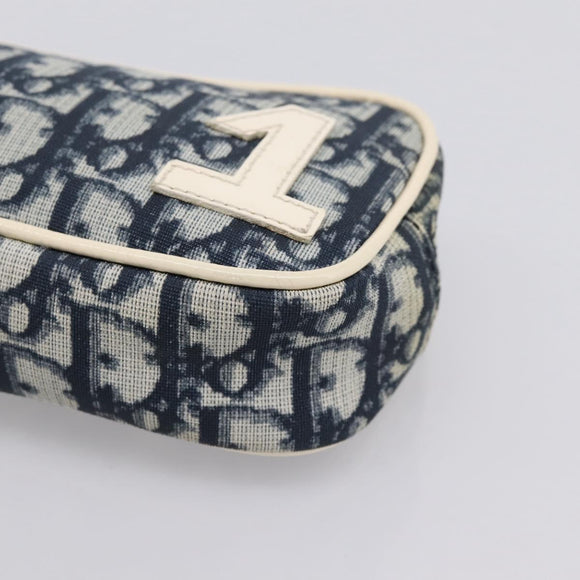 Christian Dior Trotter Pouch PVC Blue Silver Auth 194482