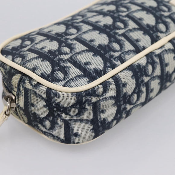 Christian Dior Trotter Pouch PVC Blue Silver Auth 194482