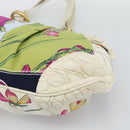 Salvatore Ferragamo Gancini Chain Hand Bag Nylon White Gold Auth 194550A-11