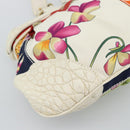 Salvatore Ferragamo Gancini Chain Hand Bag Nylon White Gold Auth 194550A-14