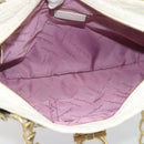 Salvatore Ferragamo Gancini Chain Hand Bag Nylon White Gold Auth 194550A-17