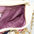 Salvatore Ferragamo Gancini Chain Hand Bag Nylon White Gold Auth 194550A-18
