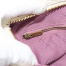 Salvatore Ferragamo Gancini Chain Hand Bag Nylon White Gold Auth 194550A-20