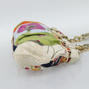 Salvatore Ferragamo Gancini Chain Hand Bag Nylon White Gold Auth 194550A-5