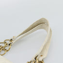 Salvatore Ferragamo Gancini Chain Hand Bag Nylon White Gold Auth 194550A-9