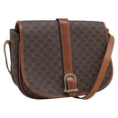 CELINE Macadam Canvas Shoulder Bag PVC Leather Brown Gold Auth 194551-1
