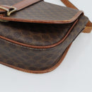 CELINE Macadam Canvas Shoulder Bag PVC Leather Brown Gold Auth 194551-9
