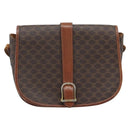 CELINE Macadam Canvas Shoulder Bag PVC Leather Brown Gold Auth 194551-13