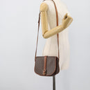 CELINE Macadam Canvas Shoulder Bag PVC Leather Brown Gold Auth 194551-22