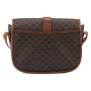 CELINE Macadam Canvas Shoulder Bag PVC Leather Brown Gold Auth 194551-2