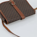 CELINE Macadam Canvas Shoulder Bag PVC Leather Brown Gold Auth 194551-6