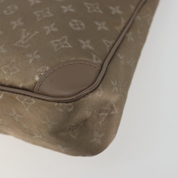 LOUIS VUITTON Monogram satin Little Boulogne Hand Bag Beige M92143 Auth 194553A