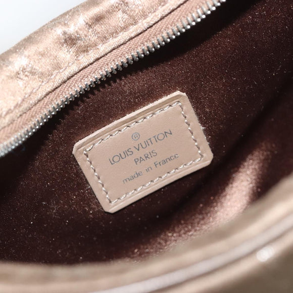 LOUIS VUITTON Monogram satin Little Boulogne Hand Bag Beige M92143 Auth 194553A