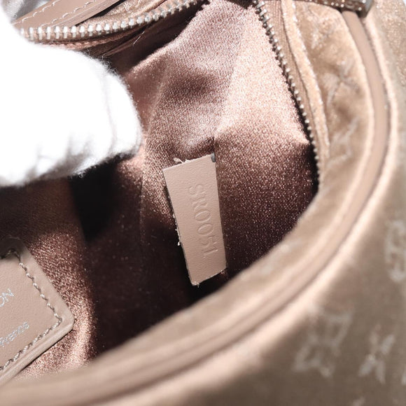 LOUIS VUITTON Monogram satin Little Boulogne Hand Bag Beige M92143 Auth 194553A