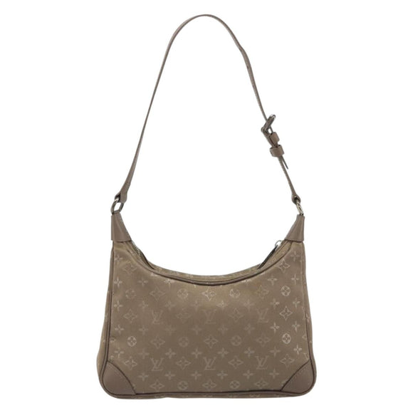 LOUIS VUITTON Monogram satin Little Boulogne Hand Bag Beige M92143 Auth 194553A