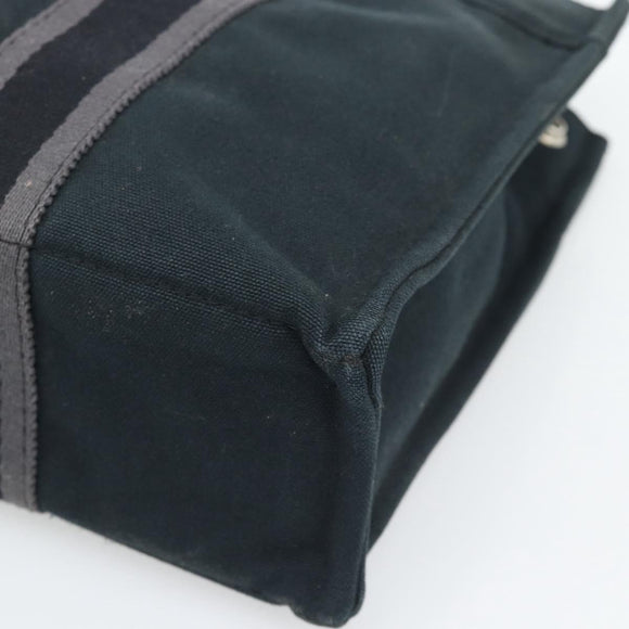 HERMES Fourre Tout PM Hand Bag Canvas Black Silver Auth 194555A
