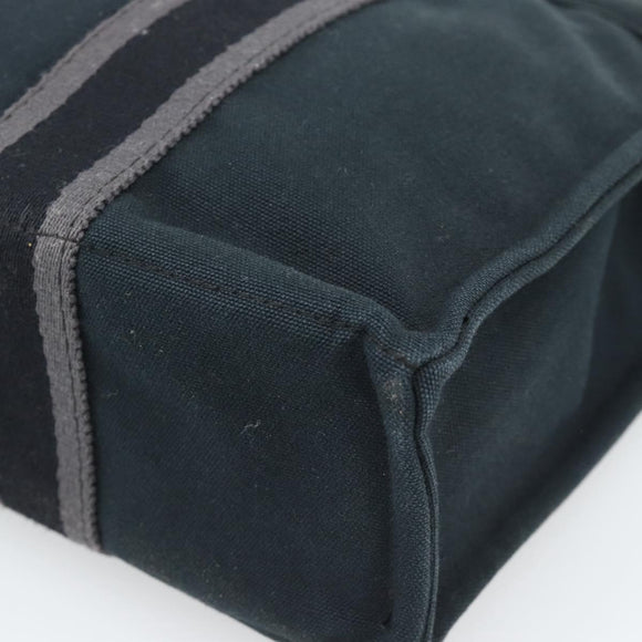 HERMES Fourre Tout PM Hand Bag Canvas Black Silver Auth 194555A