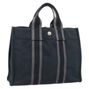 HERMES Fourre Tout PM Hand Bag Canvas Black Silver Auth 194555A-1