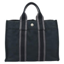 HERMES Fourre Tout PM Hand Bag Canvas Black Silver Auth 194555A-13