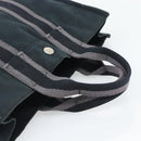 HERMES Fourre Tout PM Hand Bag Canvas Black Silver Auth 194555A-7