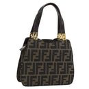 FENDI Zucca Canvas Hand Bag Brown Gold Tone Auth 194558V-1