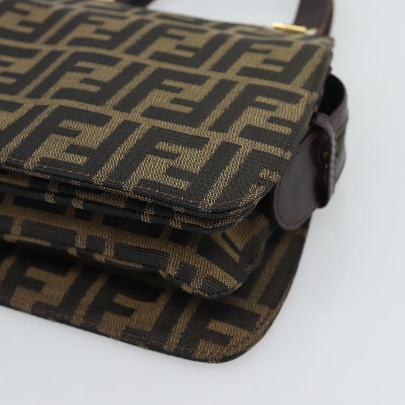 FENDI Zucca Canvas Hand Bag Brown Gold Tone Auth 194558V