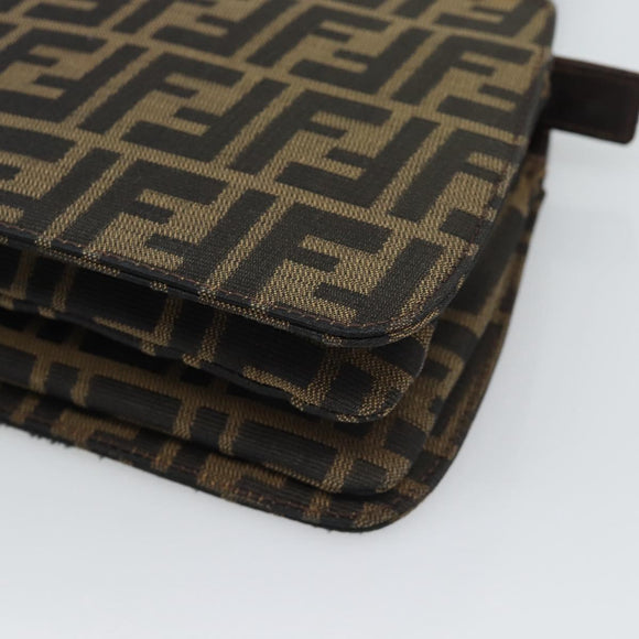 FENDI Zucca Canvas Hand Bag Brown Gold Tone Auth 194558V
