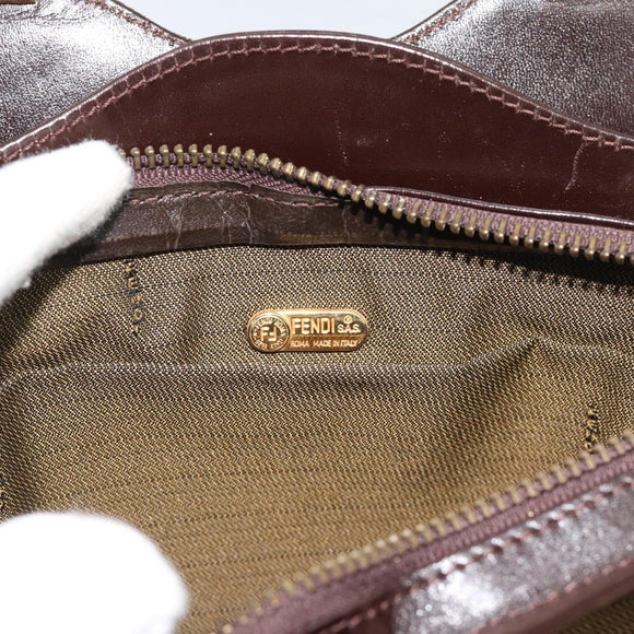 FENDI Zucca Canvas Hand Bag Brown Gold Tone Auth 194558V