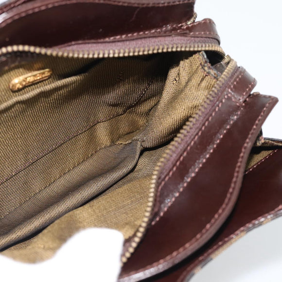 FENDI Zucca Canvas Hand Bag Brown Gold Tone Auth 194558V