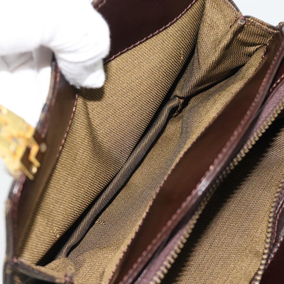 FENDI Zucca Canvas Hand Bag Brown Gold Tone Auth 194558V