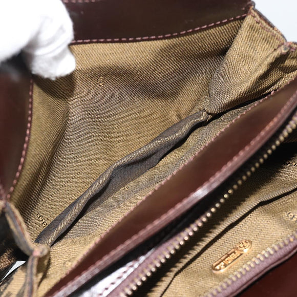 FENDI Zucca Canvas Hand Bag Brown Gold Tone Auth 194558V