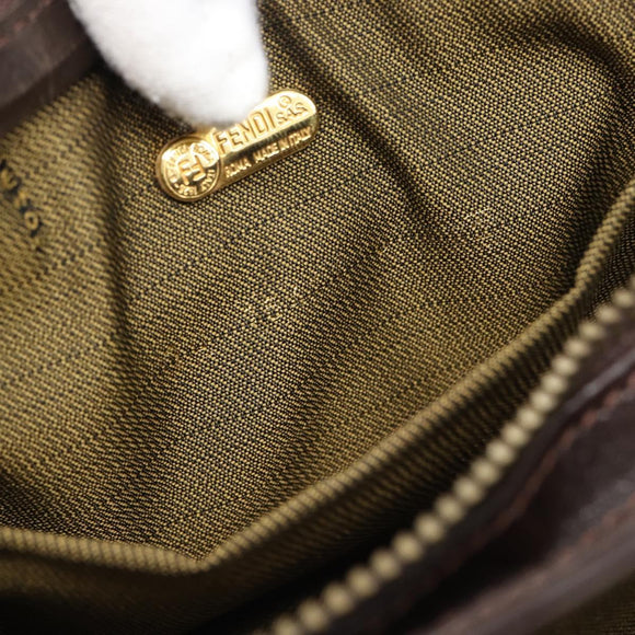 FENDI Zucca Canvas Hand Bag Brown Gold Tone Auth 194558V