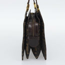 FENDI Zucca Canvas Hand Bag Brown Gold Tone Auth 194558V-4