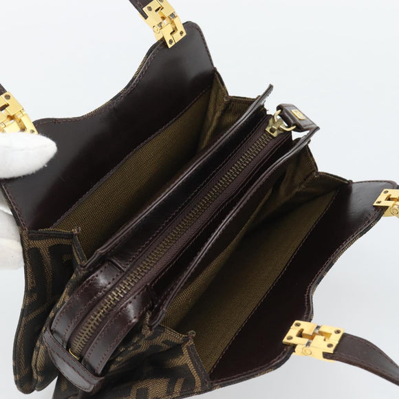 FENDI Zucca Canvas Hand Bag Brown Gold Tone Auth 194558V