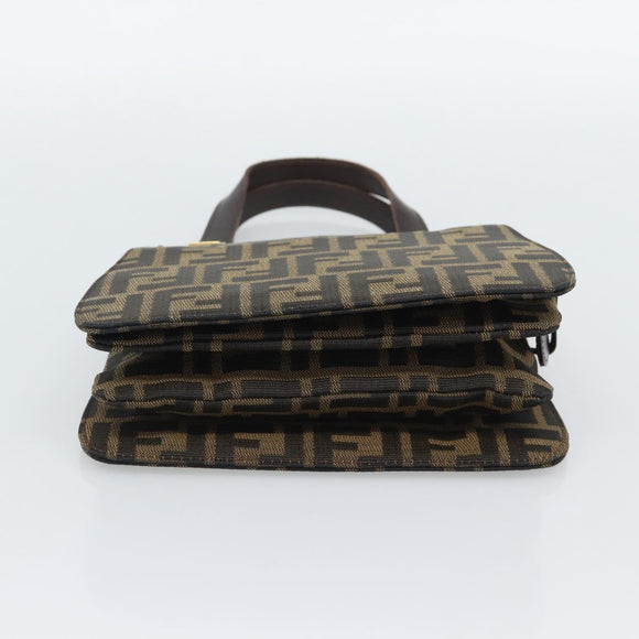 FENDI Zucca Canvas Hand Bag Brown Gold Tone Auth 194558V
