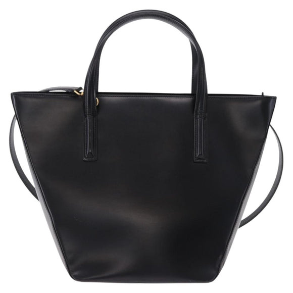 CARTIER PANTHERE Hand Bag Leather 2way Black Gold Auth 194562V