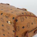 MCM Logogram Vicetos Boston Bag PVC Leather Brown Gold Auth 194565-11