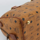 MCM Logogram Vicetos Boston Bag PVC Leather Brown Gold Auth 194565-12