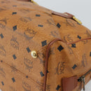 MCM Logogram Vicetos Boston Bag PVC Leather Brown Gold Auth 194565-13