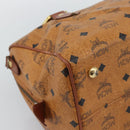 MCM Logogram Vicetos Boston Bag PVC Leather Brown Gold Auth 194565-14