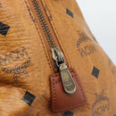 MCM Logogram Vicetos Boston Bag PVC Leather Brown Gold Auth 194565-15
