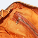 MCM Logogram Vicetos Boston Bag PVC Leather Brown Gold Auth 194565-20