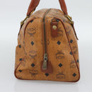 MCM Logogram Vicetos Boston Bag PVC Leather Brown Gold Auth 194565-4