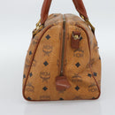 MCM Logogram Vicetos Boston Bag PVC Leather Brown Gold Auth 194565-5