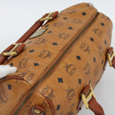 MCM Logogram Vicetos Boston Bag PVC Leather Brown Gold Auth 194565-6