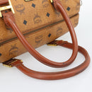 MCM Logogram Vicetos Boston Bag PVC Leather Brown Gold Auth 194565-7