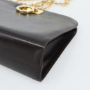 Salvatore Ferragamo Gancini Chain Bag Leather Dark Brown Gold Auth 194570A-14