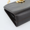Salvatore Ferragamo Gancini Chain Bag Leather Dark Brown Gold Auth 194570A-15